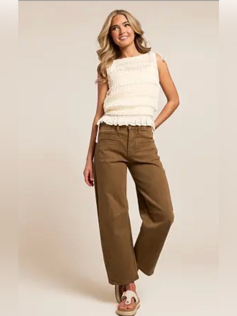 Flying Monkey High Rise Cropped Wide Leg Stretch Jeans Harvest Brown Size 26